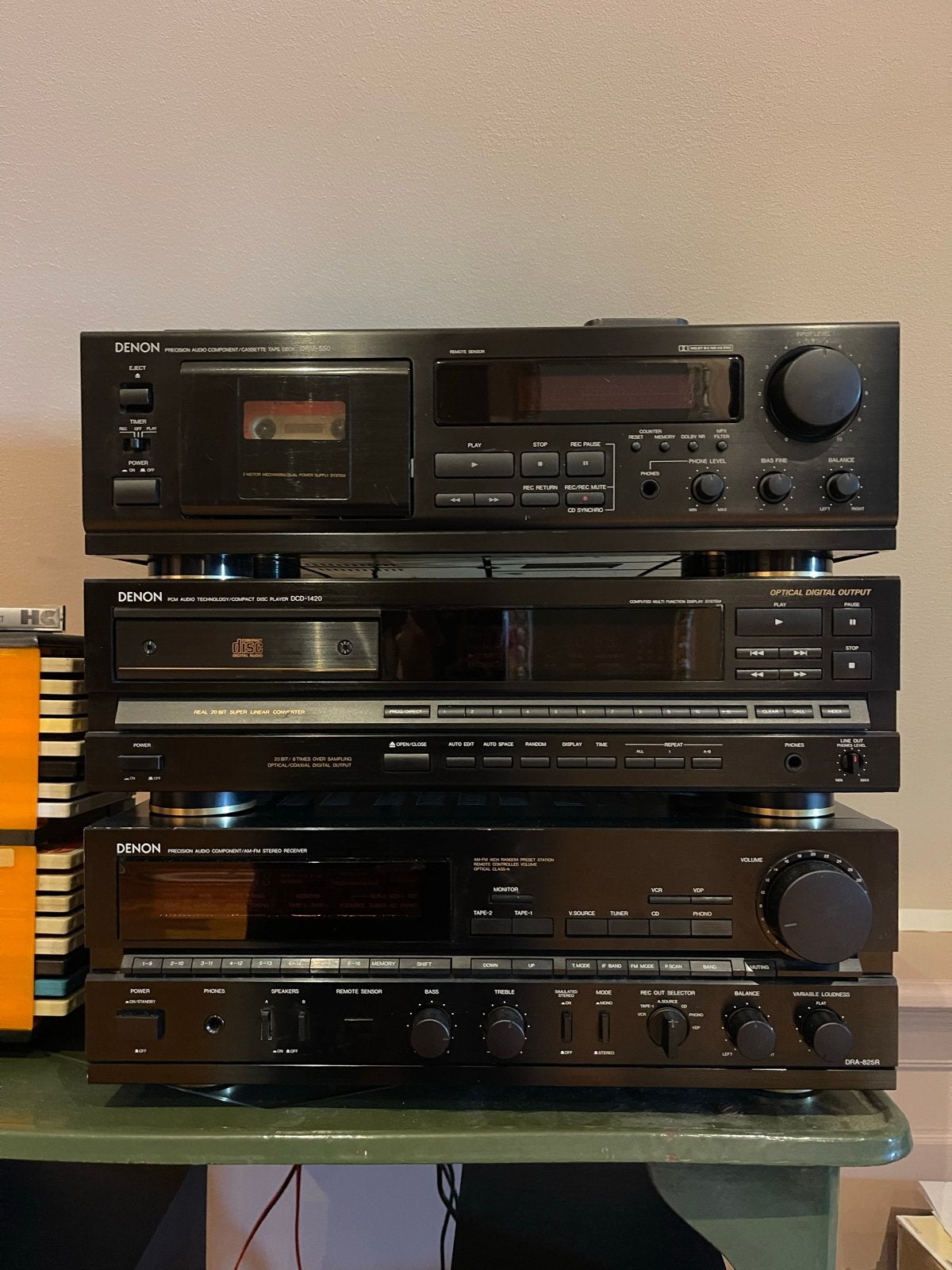 Denon Hifi Set: Cassettedeck, CD-speler, Receiver (DRA-825R), Audio, Tv en Foto, Ophalen, Gebruikt, Cassettedeck, Denon