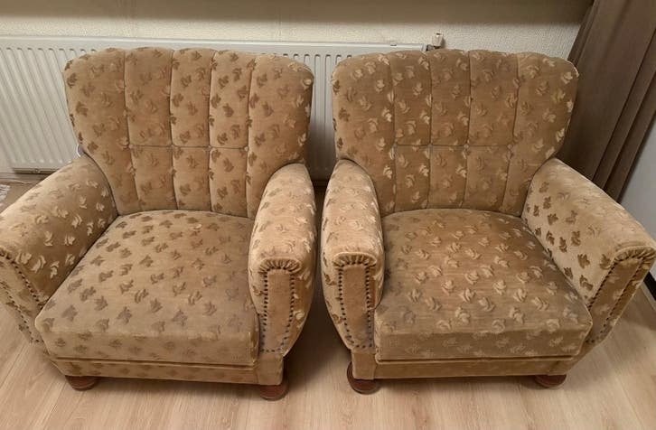 2 Antieke Duitse Fauteuils - Originele Bekleding, Ophalen