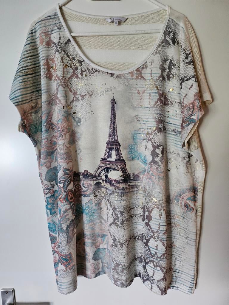 Dames shirt MS Mode XL Eiffeltoren print, Kleding | Dames, Wit, Maat 46/48 (XL) of groter, Ophalen of Verzenden, Zo goed als nieuw