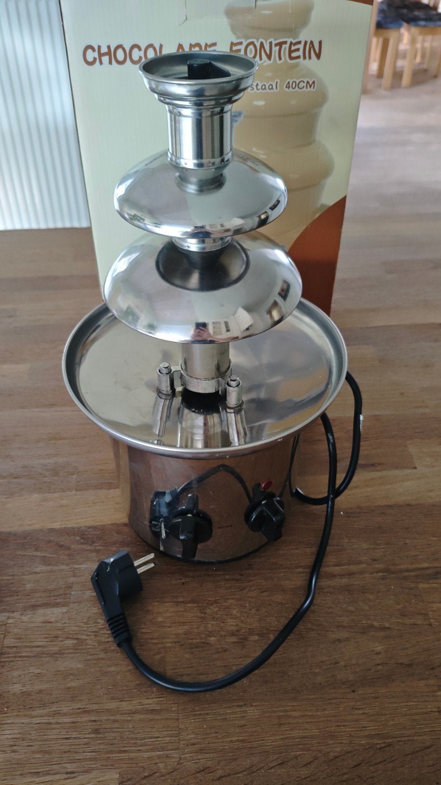 Chocoladefontein RVS 40cm, Ophalen of Verzenden, Gebruikt