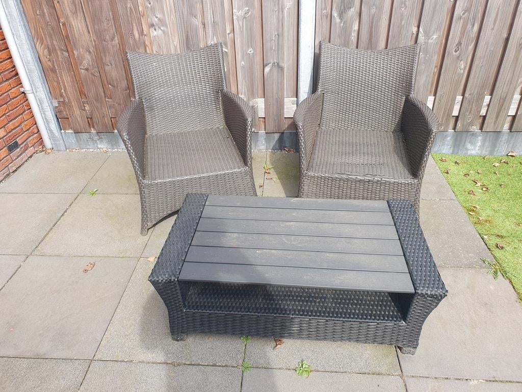 Leuke antraciete tuinset, Tuin en Terras, Tuinsets en Loungesets, Ophalen of Verzenden, Gebruikt, Kunststof