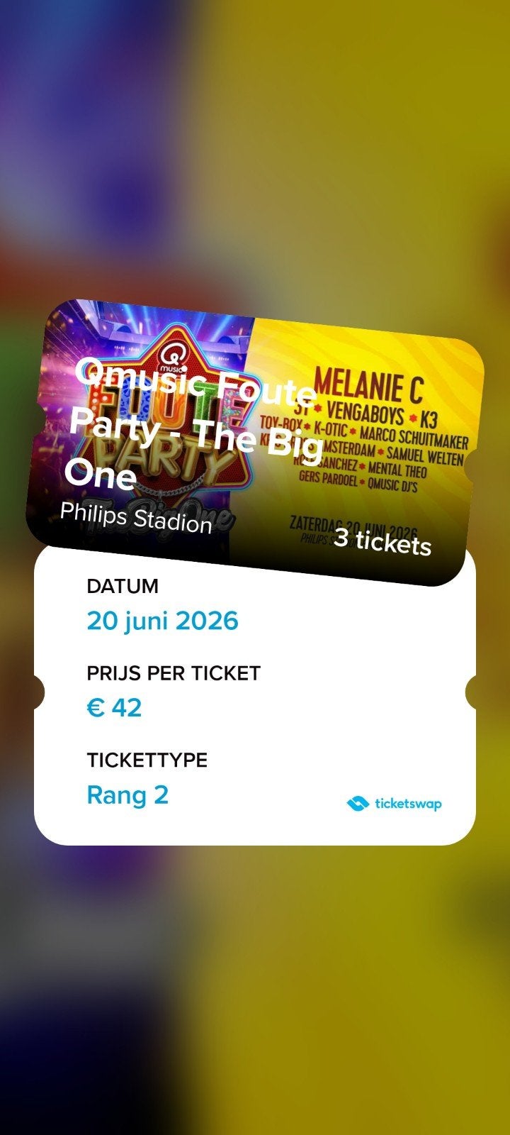 Foute party 20 juni 2026 3 tickets, Tickets en Kaartjes, Evenementen en Festivals, Drie personen of meer