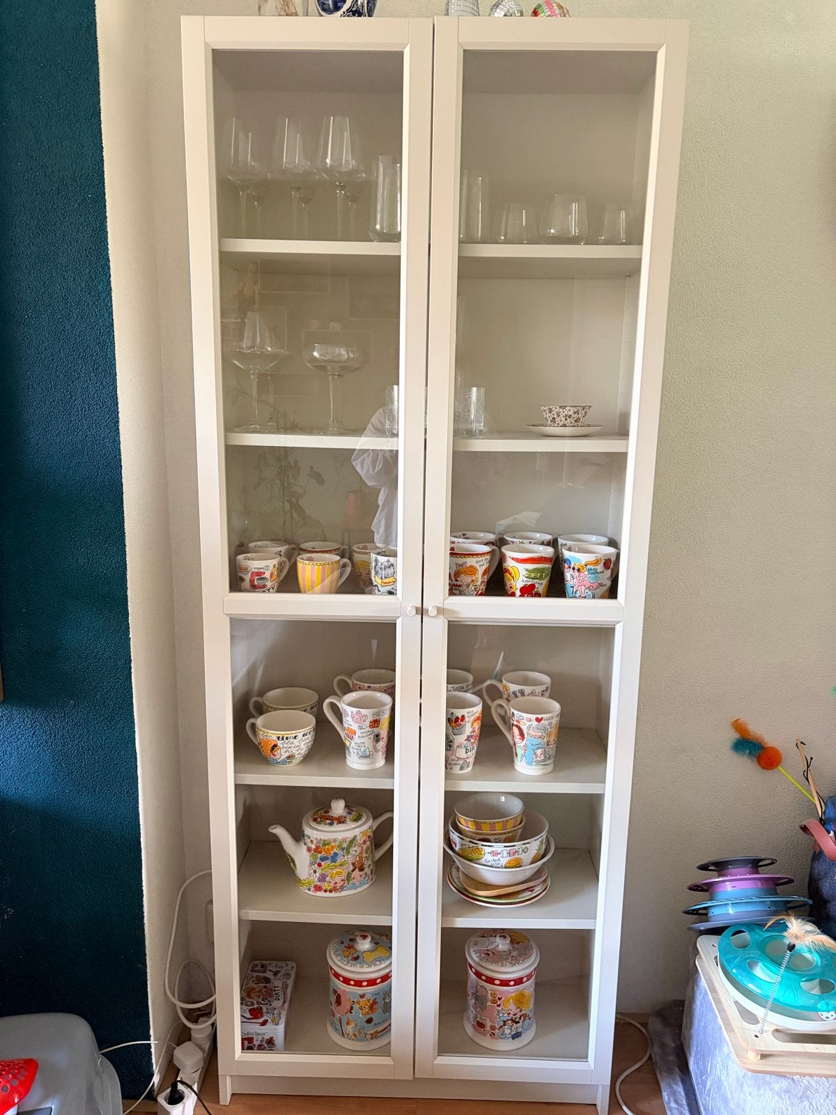IKEA Billy vitrinekast, licht beige, Ophalen, 200 cm of meer, 50 tot 100 cm, 25 tot 50 cm