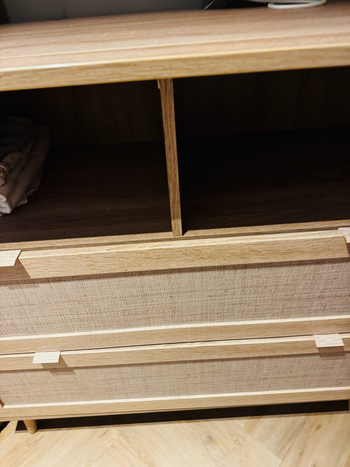Finori Bali Commode Eiken Riet Decor met Opzet, Ophalen, 50 tot 70 cm, Opstaande rand, 100 cm of meer