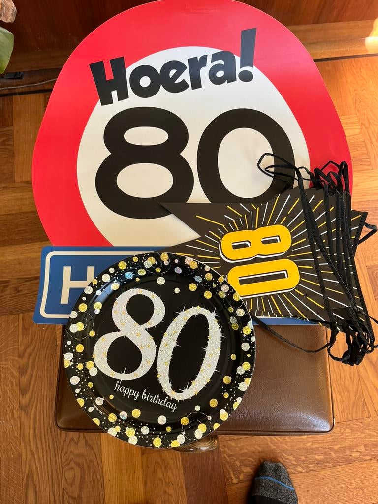 80 jaar het is feest artikelen, Ophalen, Zo goed als nieuw, Versiering, Verjaardag