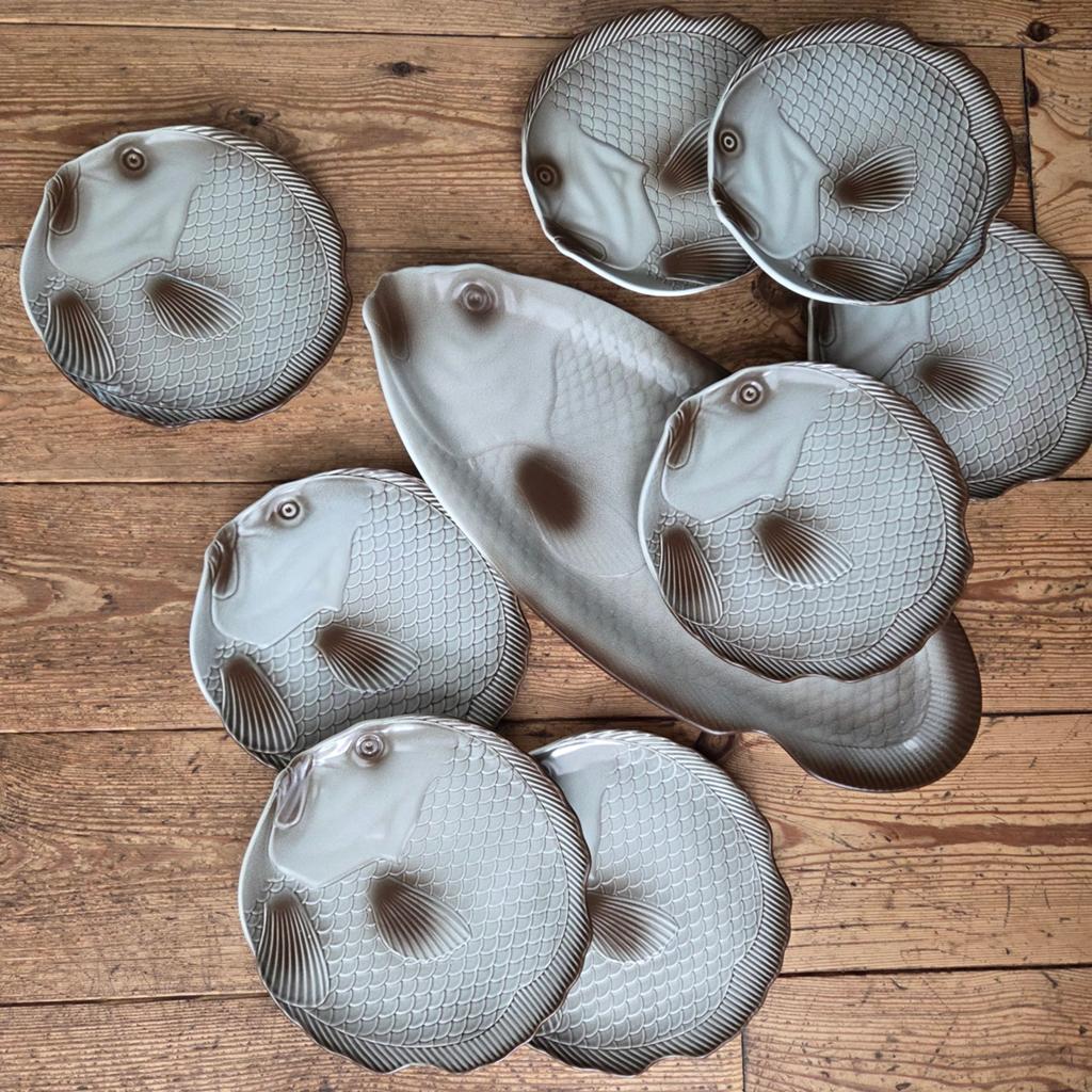 Vintage Salins Frankrijk vis servies - Compleet, Ophalen of Verzenden