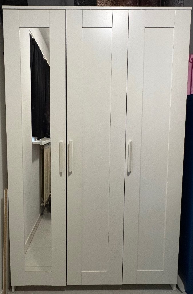 IKEA Brimnes kledingkast (wit) met spiegel ZELF DEMONTEREN!!, Ophalen, Met deur(en), 100 tot 150 cm, Zo goed als nieuw