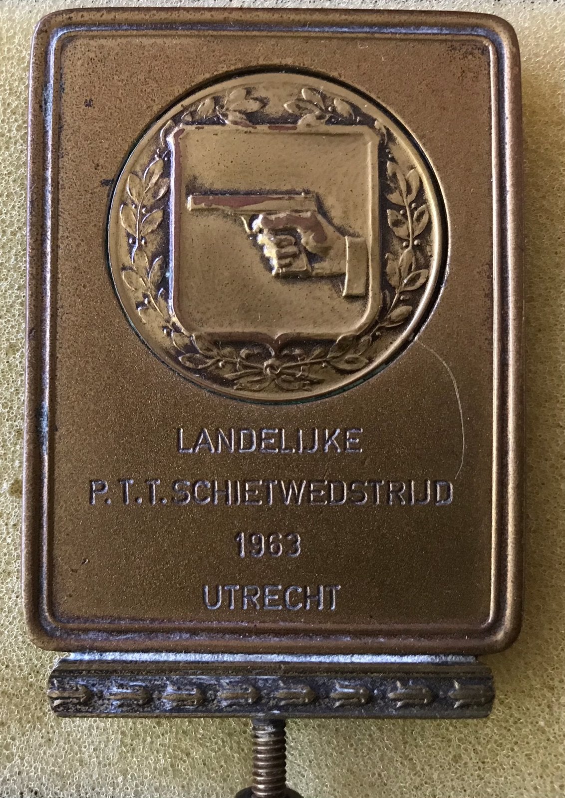 Oude PTT UTRECHT Landelijk Schietwedstrijd 1963 Penning, Ophalen of Verzenden, Zo goed als nieuw