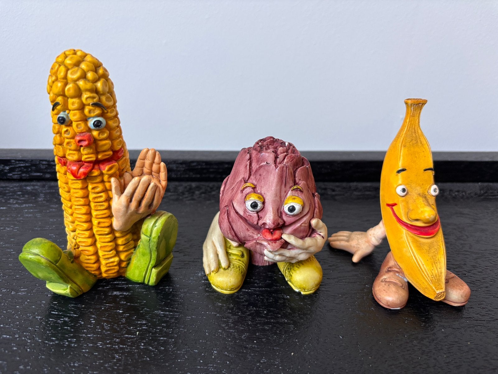 Vintage groente en fruitbeeldjes. Maiskolf, artisjok, banaan, Antiek en Kunst, Ophalen of Verzenden