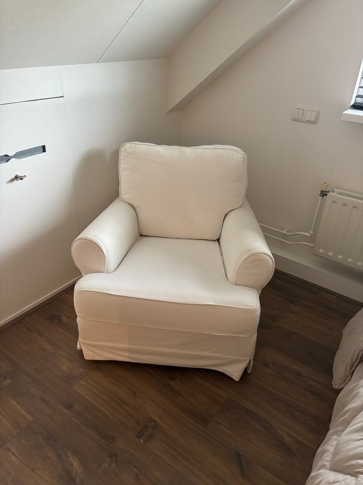 Ikea Ektorp fauteuil met voetenbank - Blekinge wit, Ophalen, Gebruikt, Stof, 75 tot 100 cm