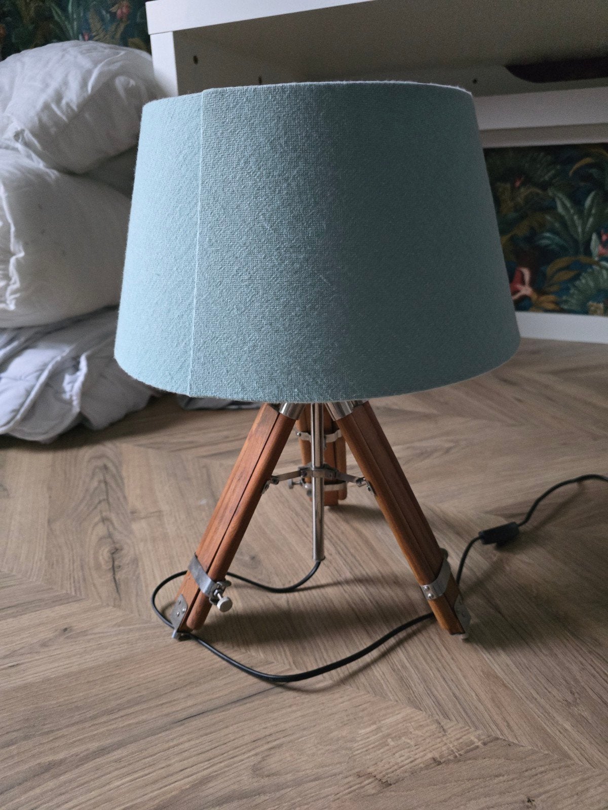 lamp met uitschuifbare pootjes en groene kap, Huis en Inrichting, Ophalen of Verzenden