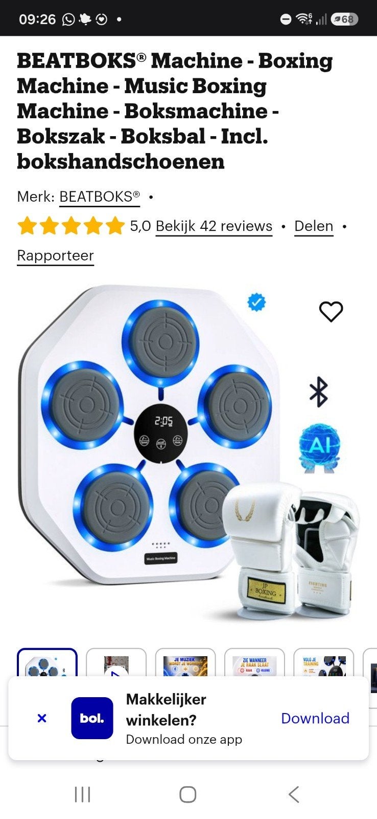 BEATBOKS Machine - Music Boxing Machine - Boksmachine, Sport en Fitness, Boksen, Ophalen of Verzenden, Nieuw, Overige