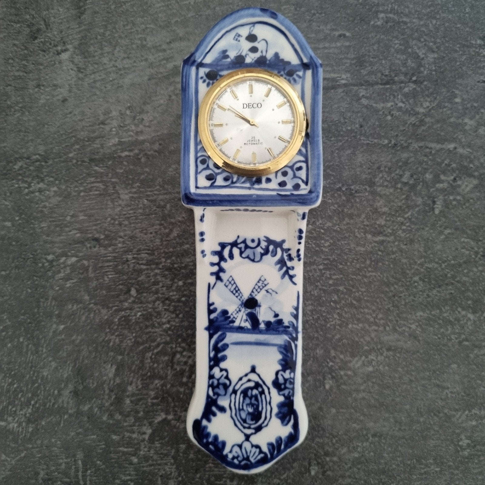 Delfts Blauw Klokje - Wandklokje met Molen Decoratie, Ophalen of Verzenden