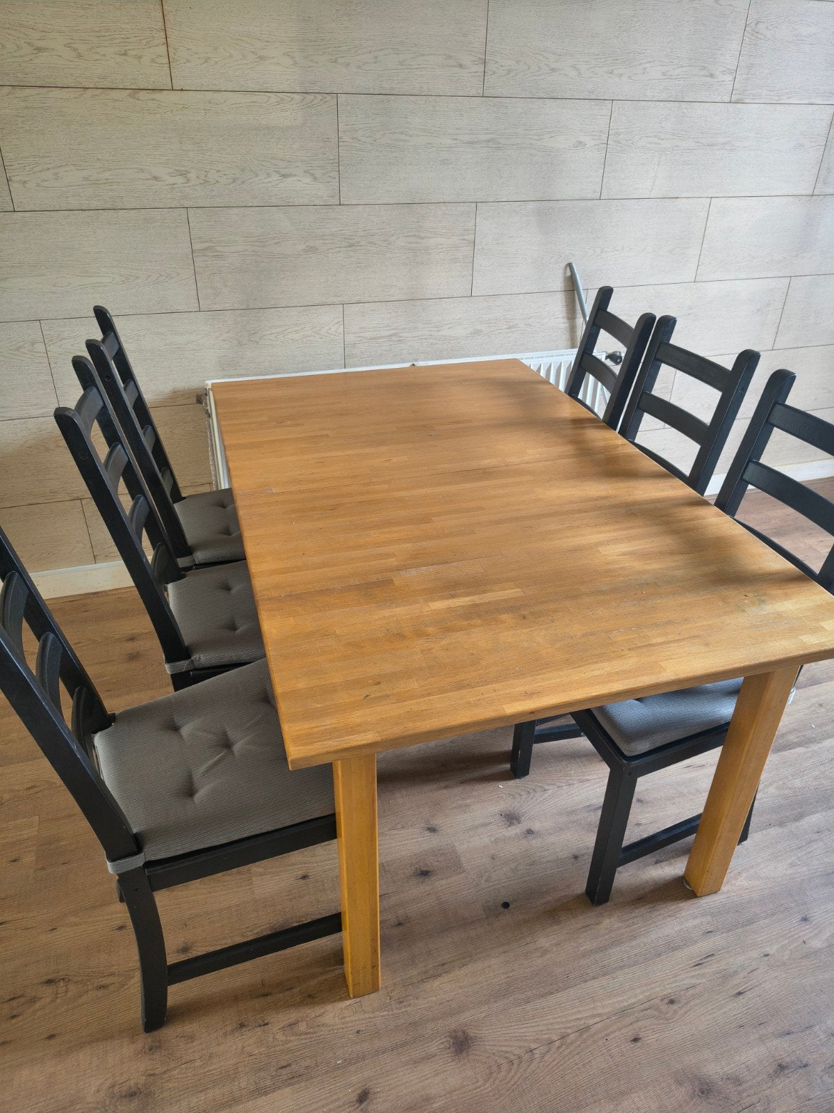 Gratis af te halen- Uitschuifbare eettafel met 6 stoelen, Ophalen, Gebruikt, 100 tot 150 cm, Vijf personen of meer