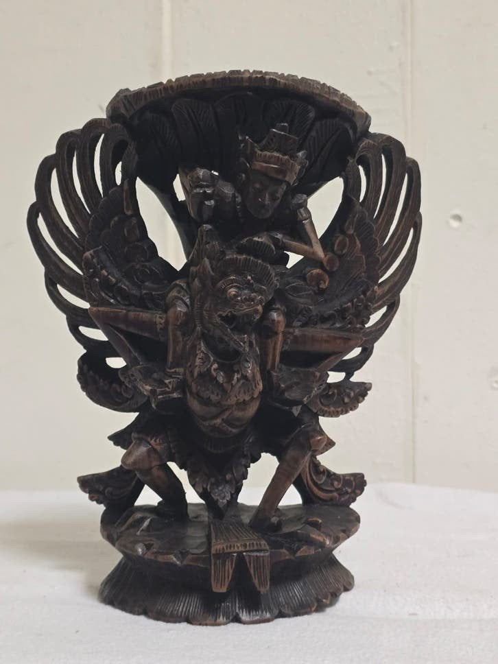 balinees houtsnijwerk hand gesneden donker hardhout beeld, Ophalen, Houtsnijwerk, 20 - 50 cm, Hout