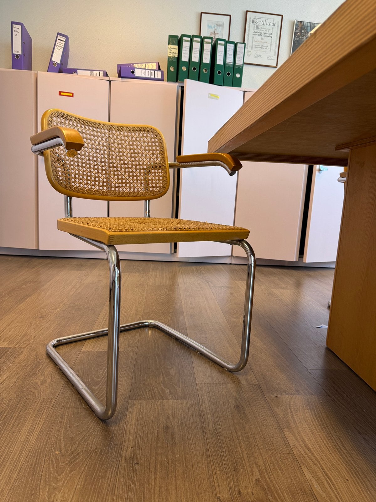 Gavins Cesca B45 by Marcel Breuer made in Italië, Huis en Inrichting, Stoelen, Ophalen, Wit, Zo goed als nieuw, Metaal