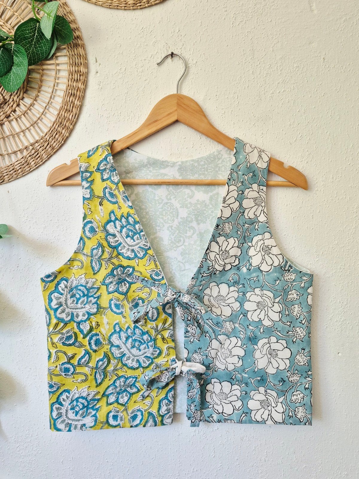 Handgemaakt gilet van India blockprint katoen S/M, Maat 38/40 (M), Verzenden, Zo goed als nieuw, Mint Upcycling