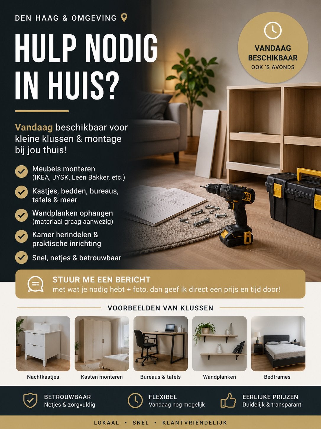 Klusjesman Den Haag en omgeving, Ophalen, Nieuw