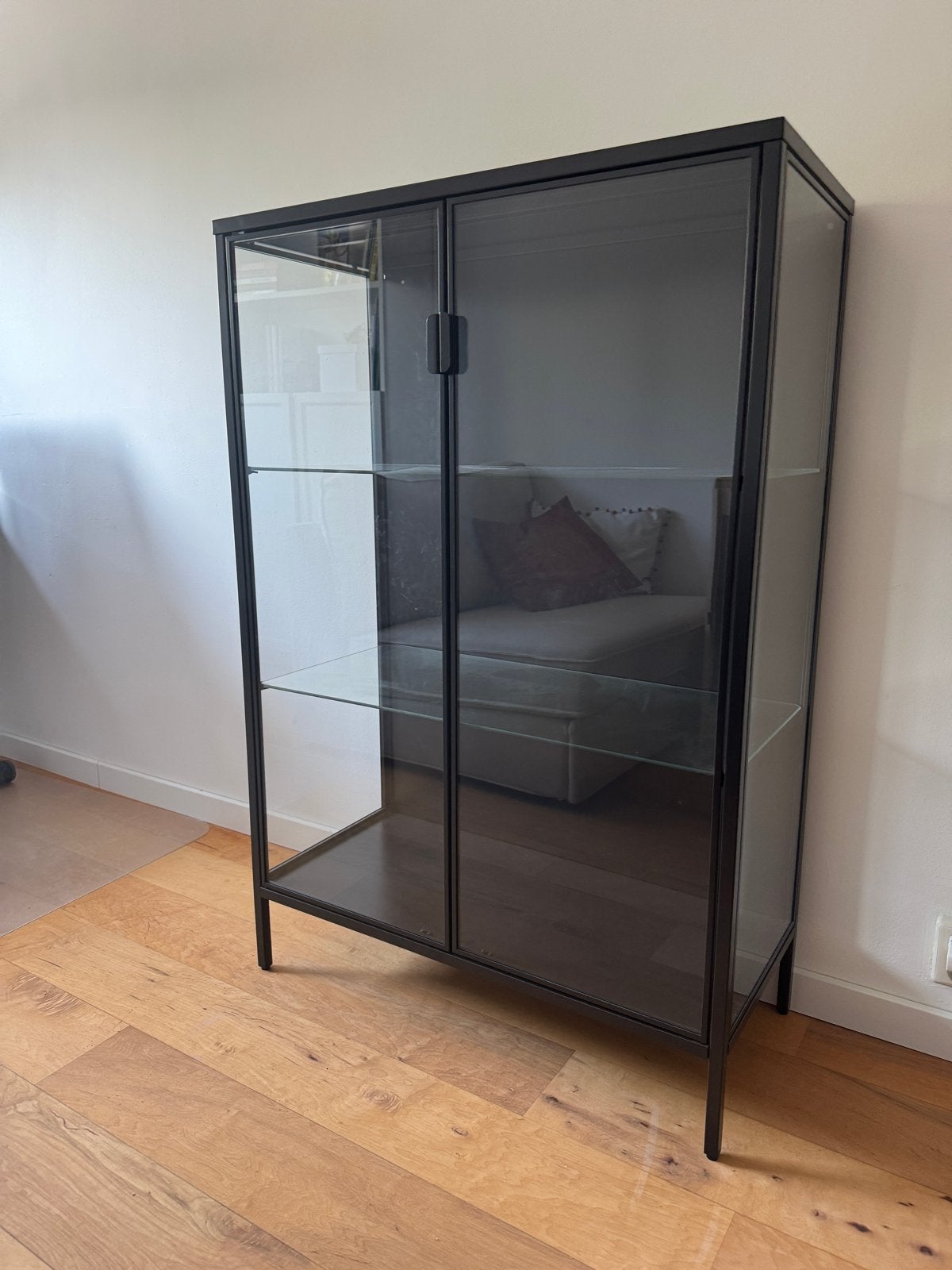 IKEA RUDSTA Vitrinekast, antraciet, 80x37x120 cm, Huis en Inrichting, Kasten | Vitrinekasten, Ophalen, 100 tot 150 cm, 50 tot 100 cm