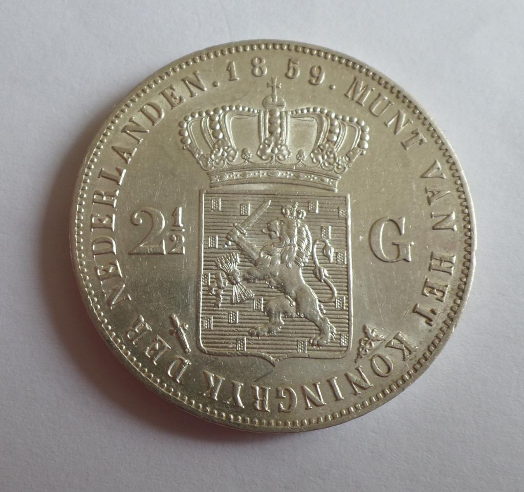 Willem III 2 1/2 Gulden 1859, Koning Willem III, Zilver, Ophalen of Verzenden, Losse munt