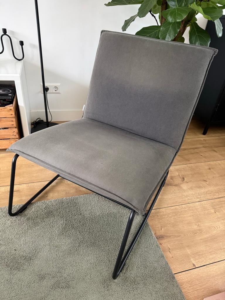 Grijze fauteuil van Loods 5, gebruikt, Huis en Inrichting, Ophalen, Gebruikt, 75 tot 100 cm, Stof
