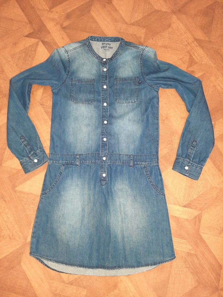 Hema denim jurk maat 158/164, Kinderen en Baby's, Kinderkleding | Maat 158, Meisje, Ophalen of Verzenden, Zo goed als nieuw, Jurk of Rok