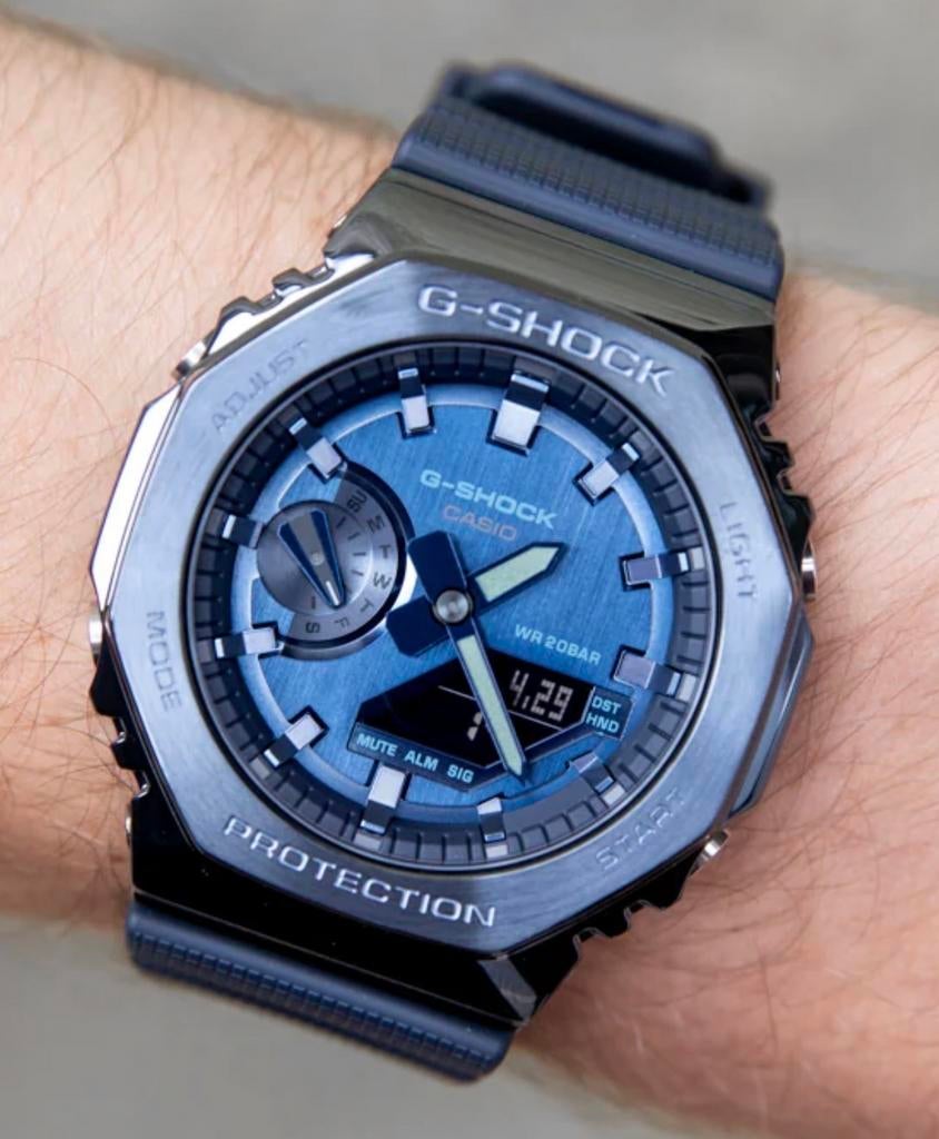 Casio G-Shock GM-2100N 'CasiOak' - Blauw Metaal, Casio, Staal, Polshorloge, Kunststof