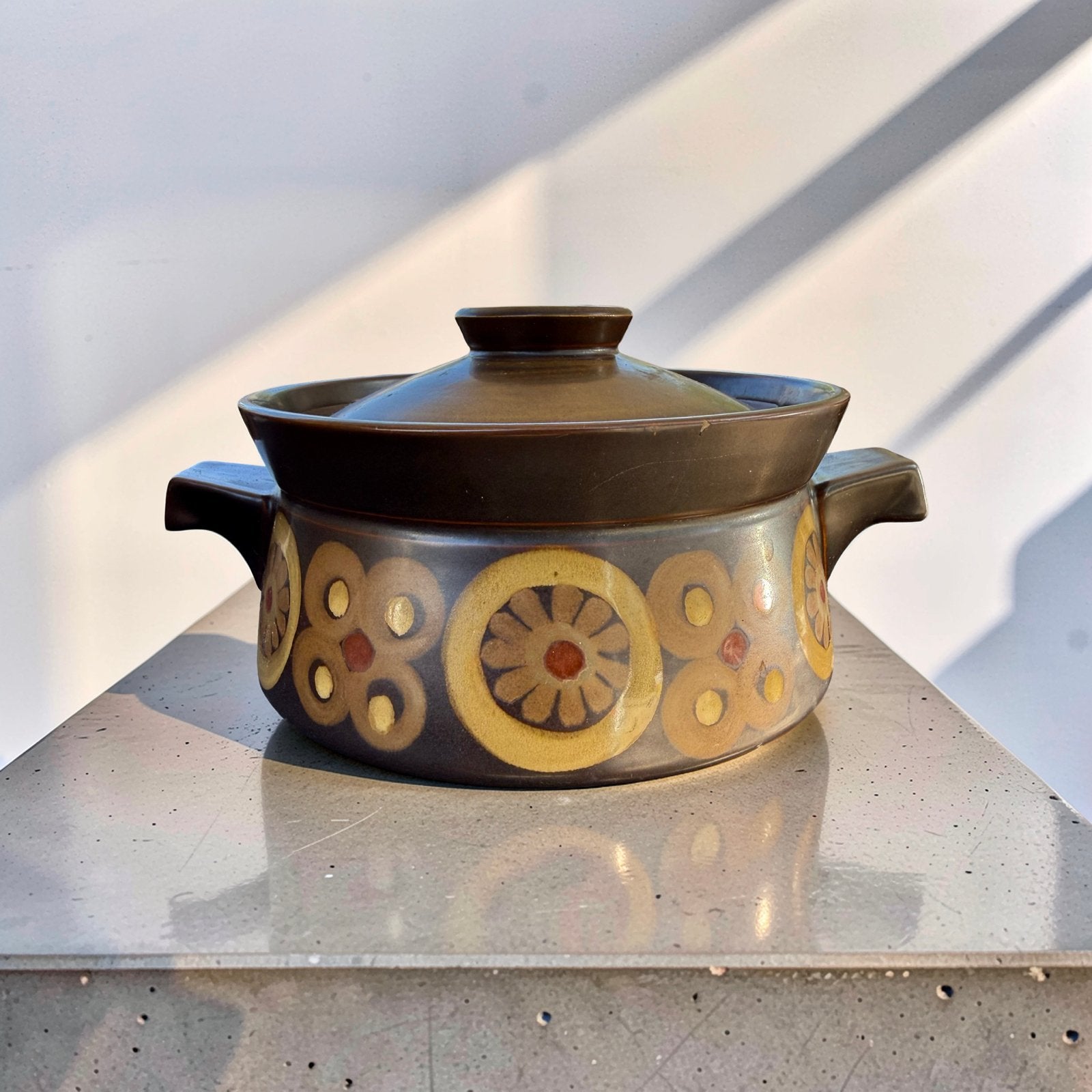 Denby Arabesque 1960s dekselschaal ontwerp Gill Pemberton., Antiek en Kunst, Ophalen of Verzenden