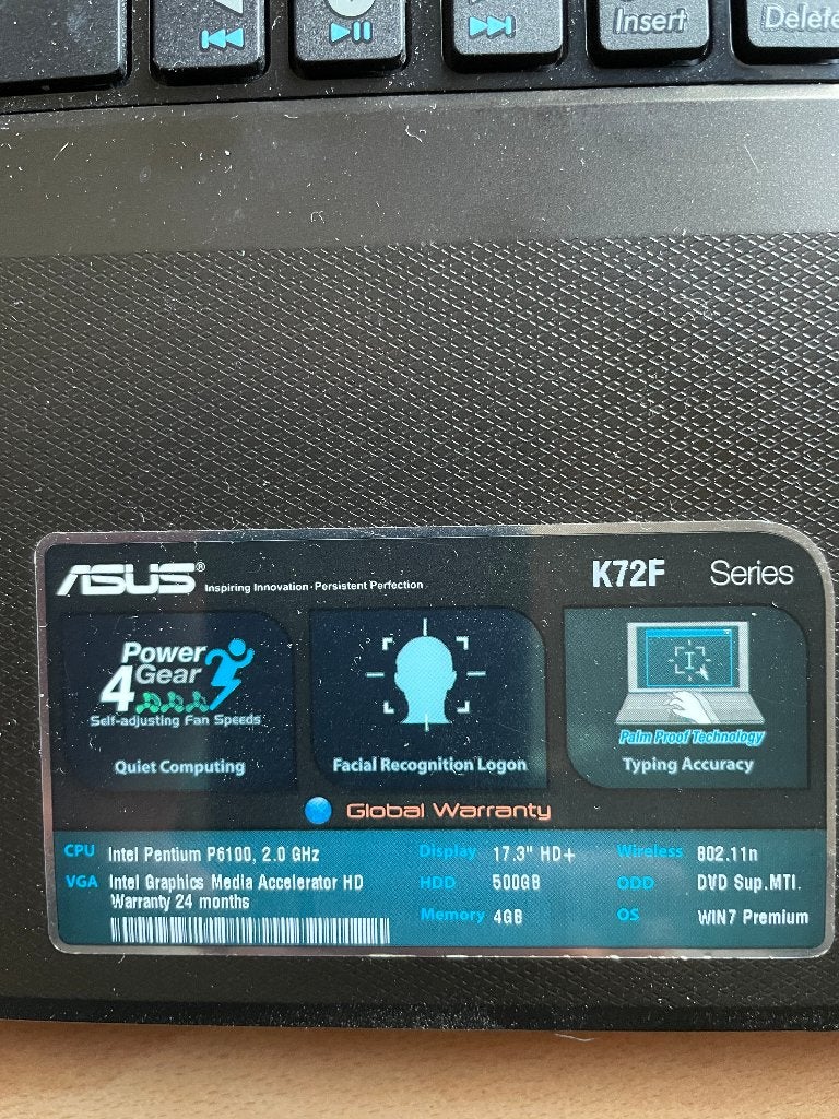 Asus laptop, Gebruikt, HDD, Qwerty, Intel pentium P6100
