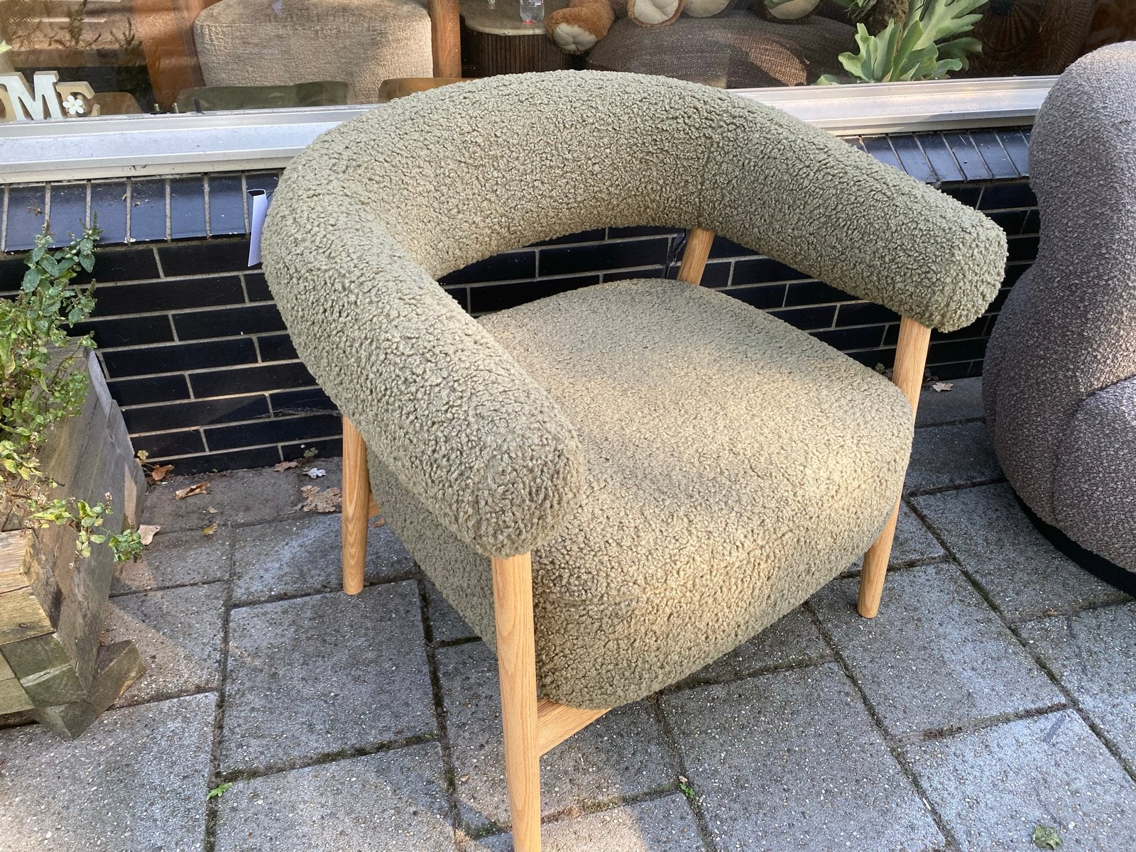 Missa Fauteuil - Lichtgroen Bouclé Stof, Ophalen, Nieuw, X, 75 tot 100 cm
