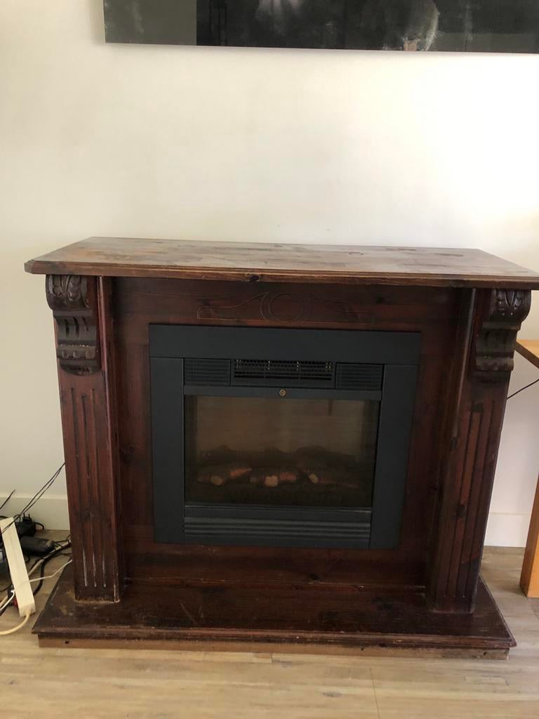 Elektrische haard met houten ombouw, Huis en Inrichting, Haarden, Ophalen, Gebruikt, Elektrische haard
