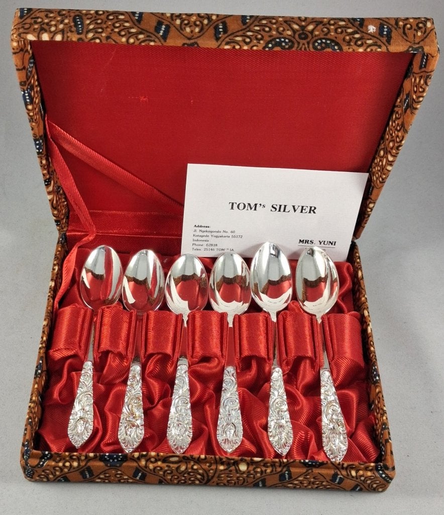 6 Djokja theelepels antiek 925 zilver, Ophalen of Verzenden, Zilver