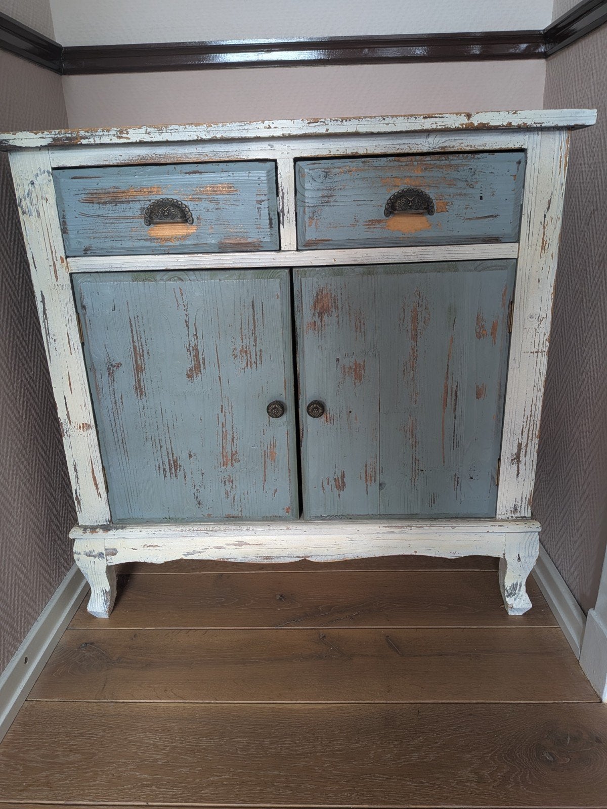 Vintage kastje met lades en deuren - Shabby Chic, Gebruikt, Met lade(s), Shabby Chic, Landelijk, Brocante, 25 tot 50 cm