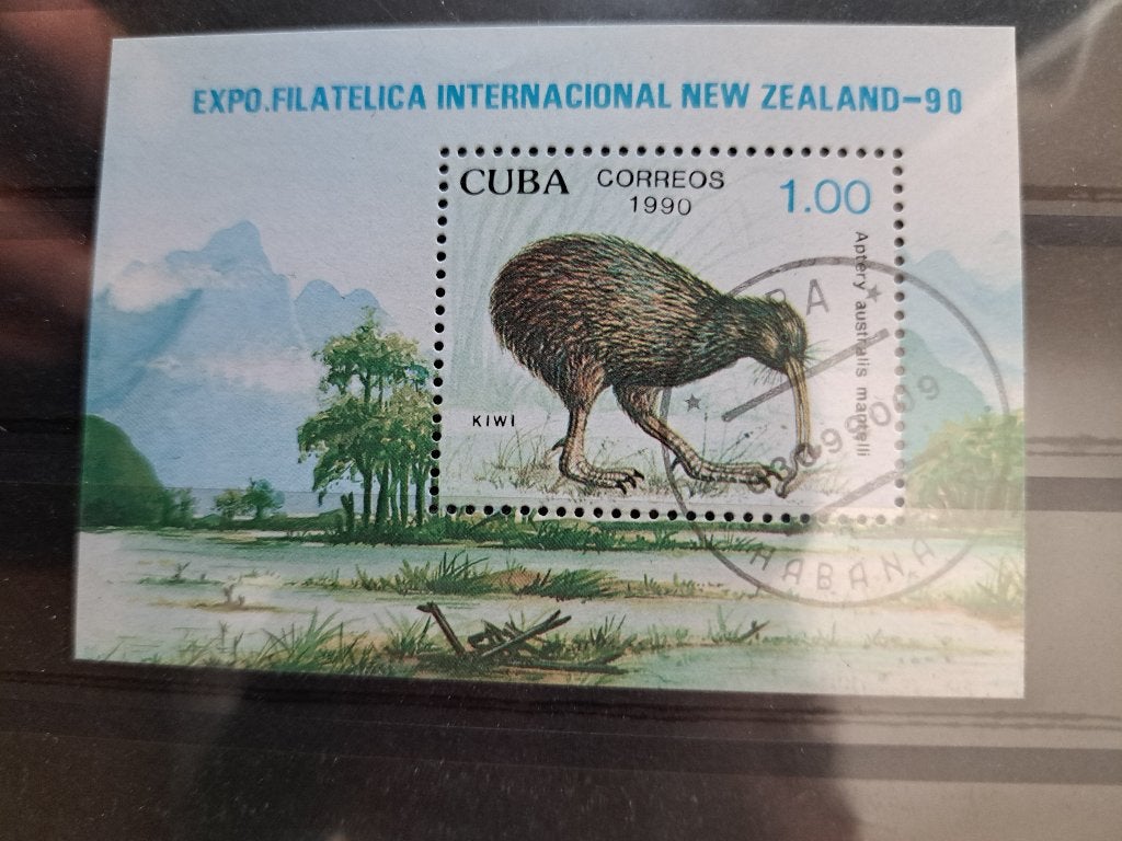blokje Cuba 1990 Kiwi vogel gestempeld zie foto, Ophalen of Verzenden, Gestempeld, Dier of Natuur