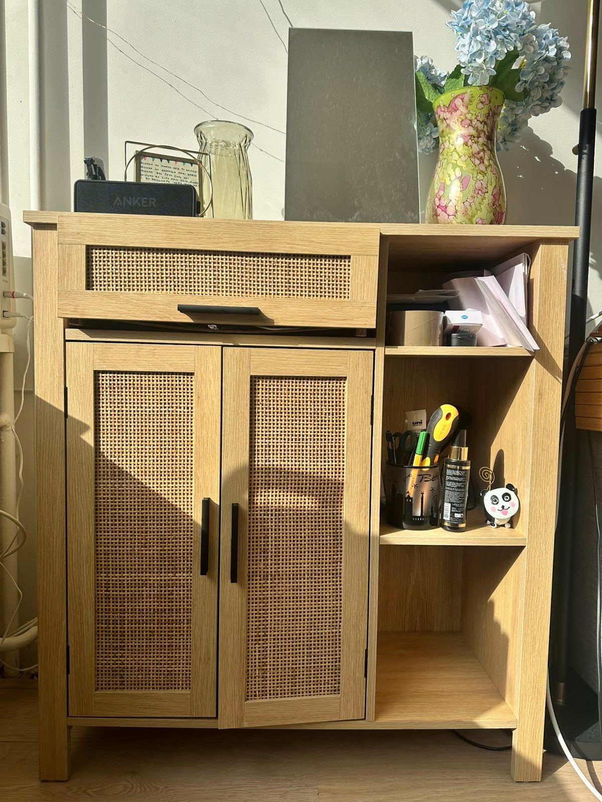 Rattan wood sideboard cabinet : brand new, Ophalen of Verzenden, Zo goed als nieuw, 25 tot 50 cm