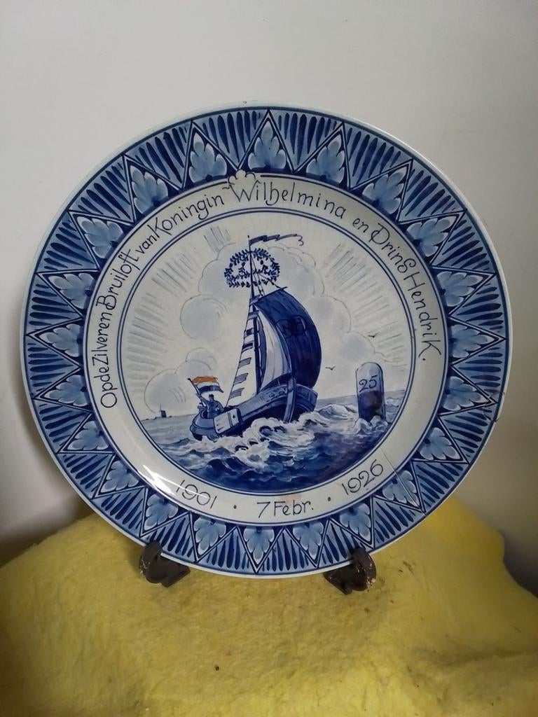 3004) antiek bord  Delfts blauw  gesigneerd, Antiek en Kunst, Ophalen of Verzenden