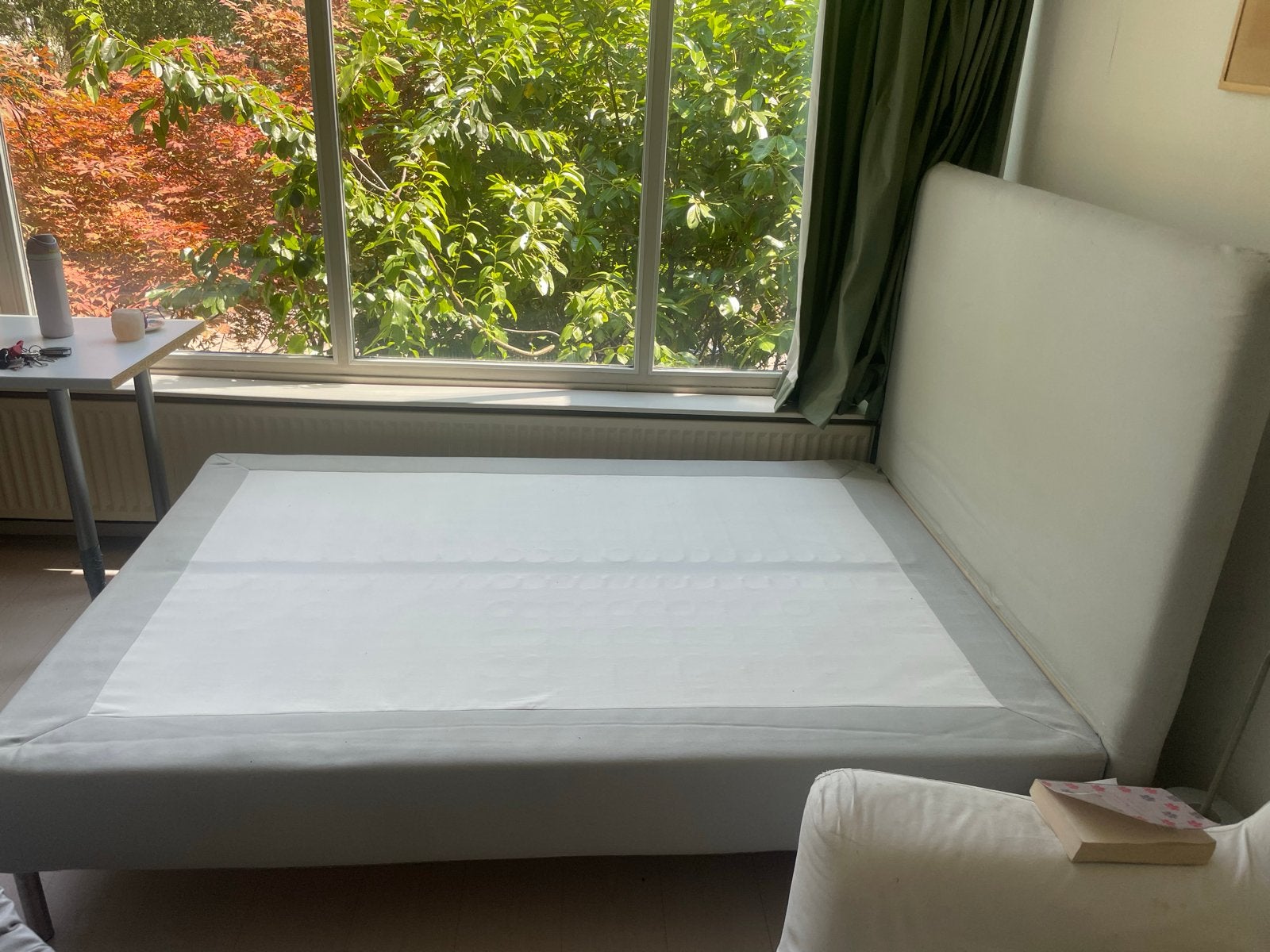 Tweepersoonsbed met hoofdbord - 140/200 cm, Ophalen, Gebruikt, Tweepersoons, 140 cm