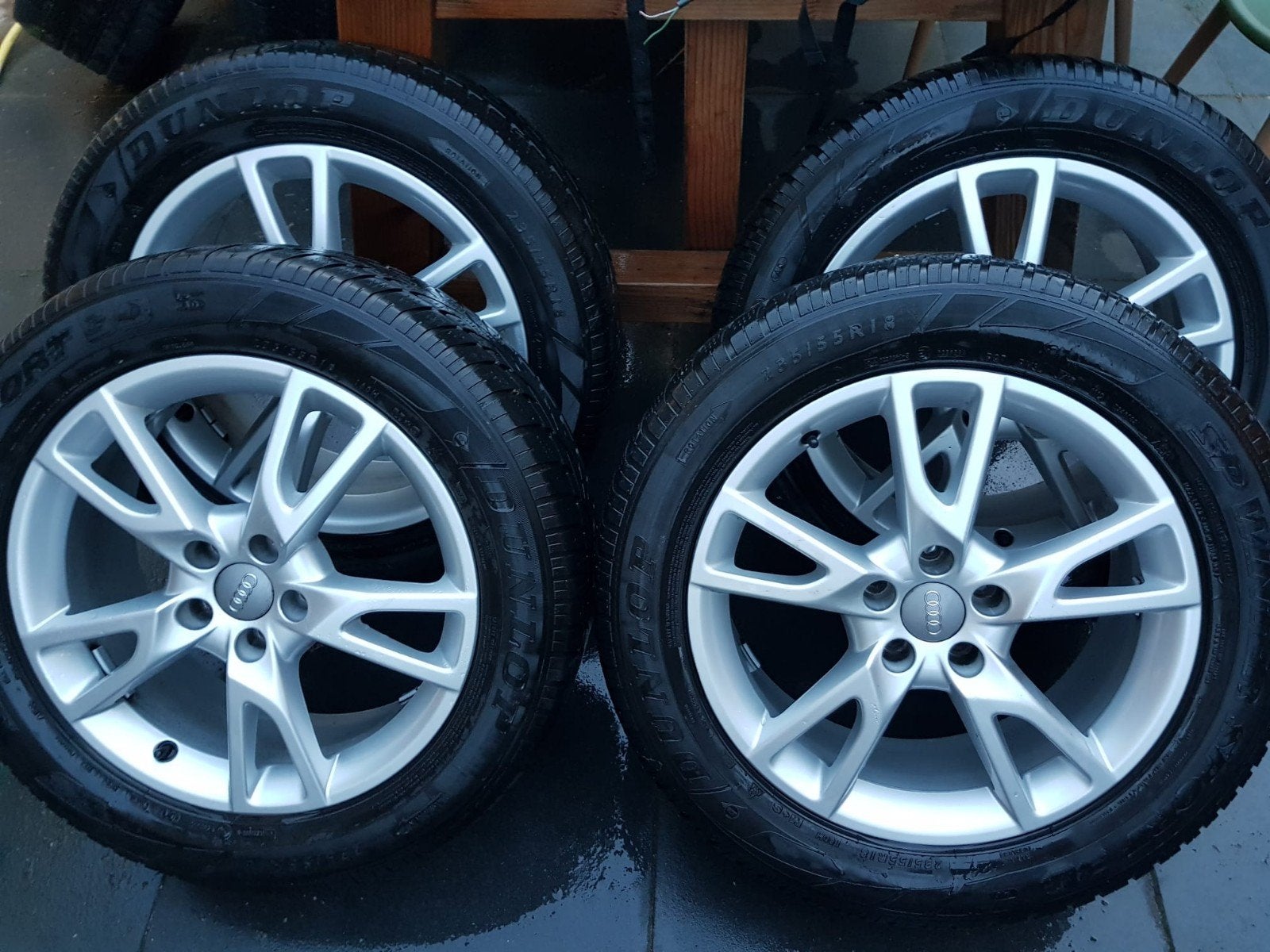 Dunlop winterbanden met audi velgen, Ophalen, 18 inch, Gebruikt, Banden en Velgen