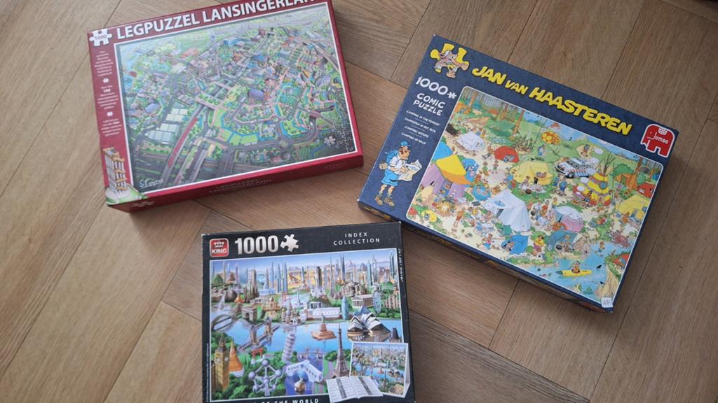 5 leuke puzzels + spel Party & Co, Hobby en Vrije tijd, Denksport en Puzzels, Ophalen, 500 t/m 1500 stukjes, Zo goed als nieuw