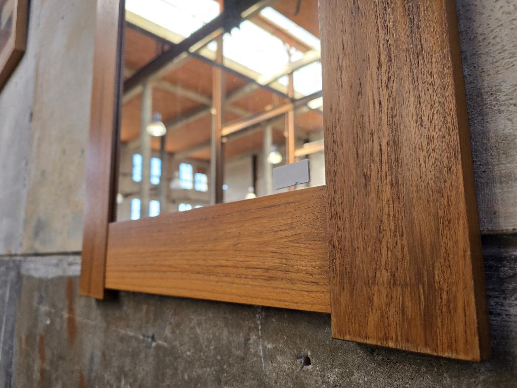 Mid Century Deens Design Spiegel Teak | Vintage Rechthoek, Huis en Inrichting, Woonaccessoires | Spiegels, Gebruikt, 100 tot 150 cm