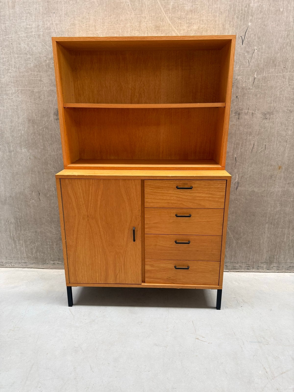 Vintage Boekenkast Wandmeubel Simpla Lux, Ophalen, Gebruikt, 100 tot 150 cm, Teakhout