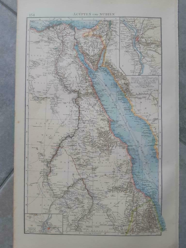 154 / Noord Oost Afrika Egypte Nubië en Soedan Litho 1899, Ophalen of Verzenden
