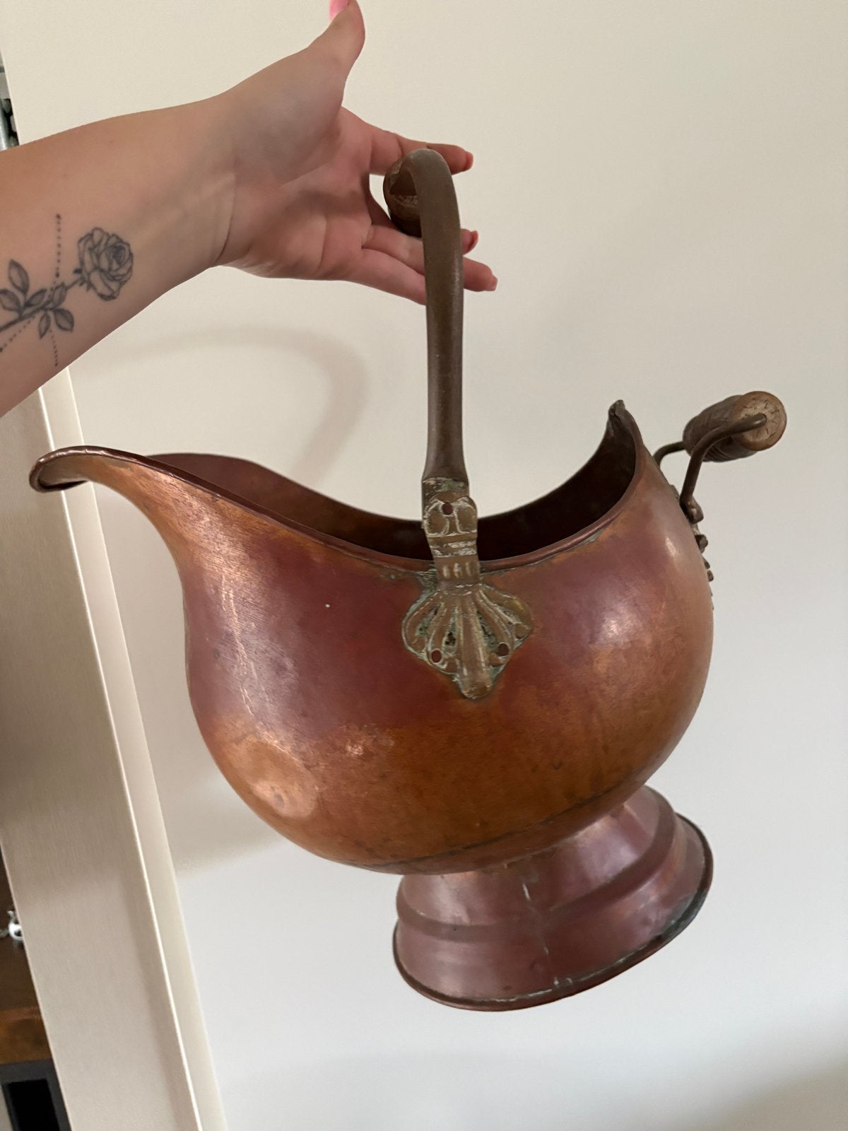 Antieke Koperen Kolenkit met Messing Handvat, Antiek en Kunst, Antiek | Koper en Brons, Ophalen, Koper