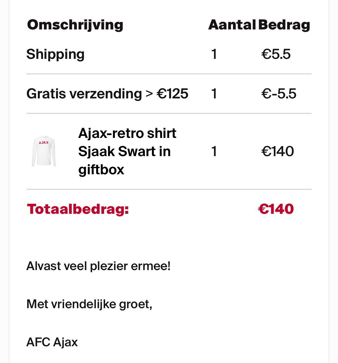 Ajax sjaak swart shirt, Ophalen of Verzenden, Nieuw, Wit, Voetbal