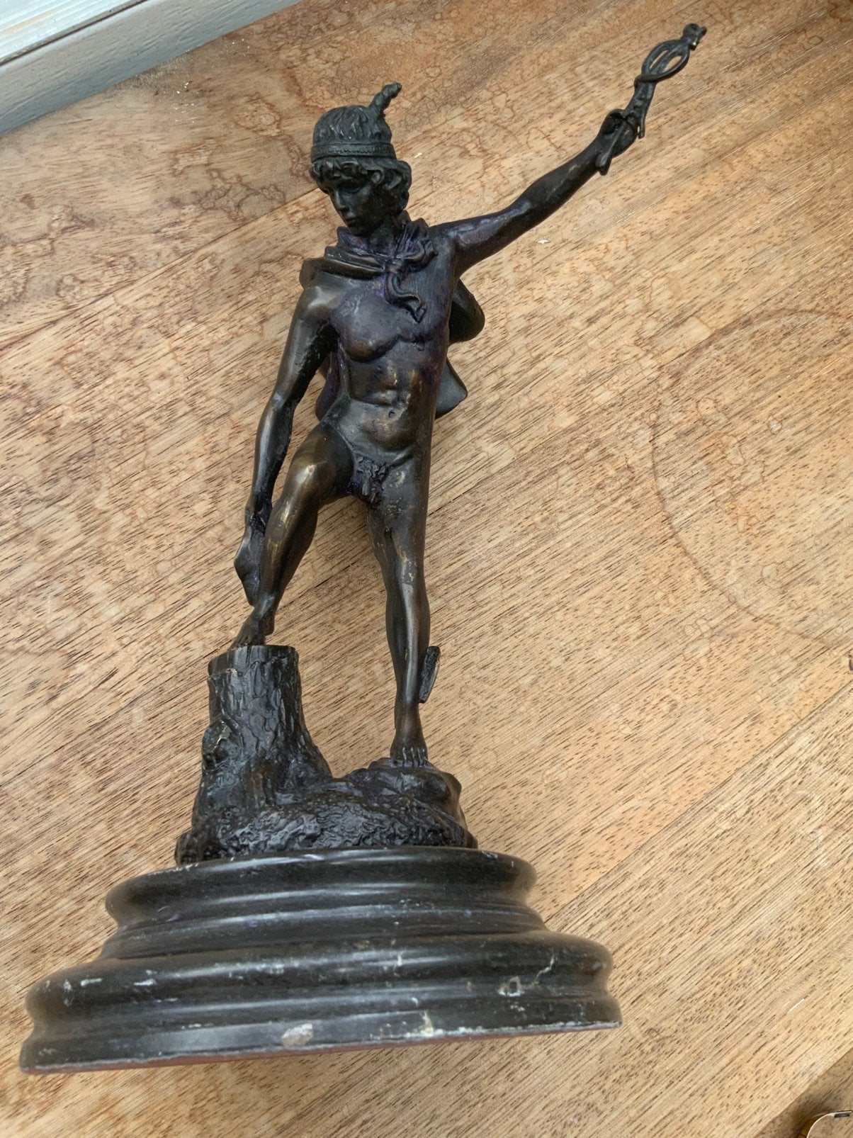 Antiek Bronzen Beeld Paul Richer Mercurius 1890-1920, Ophalen of Verzenden