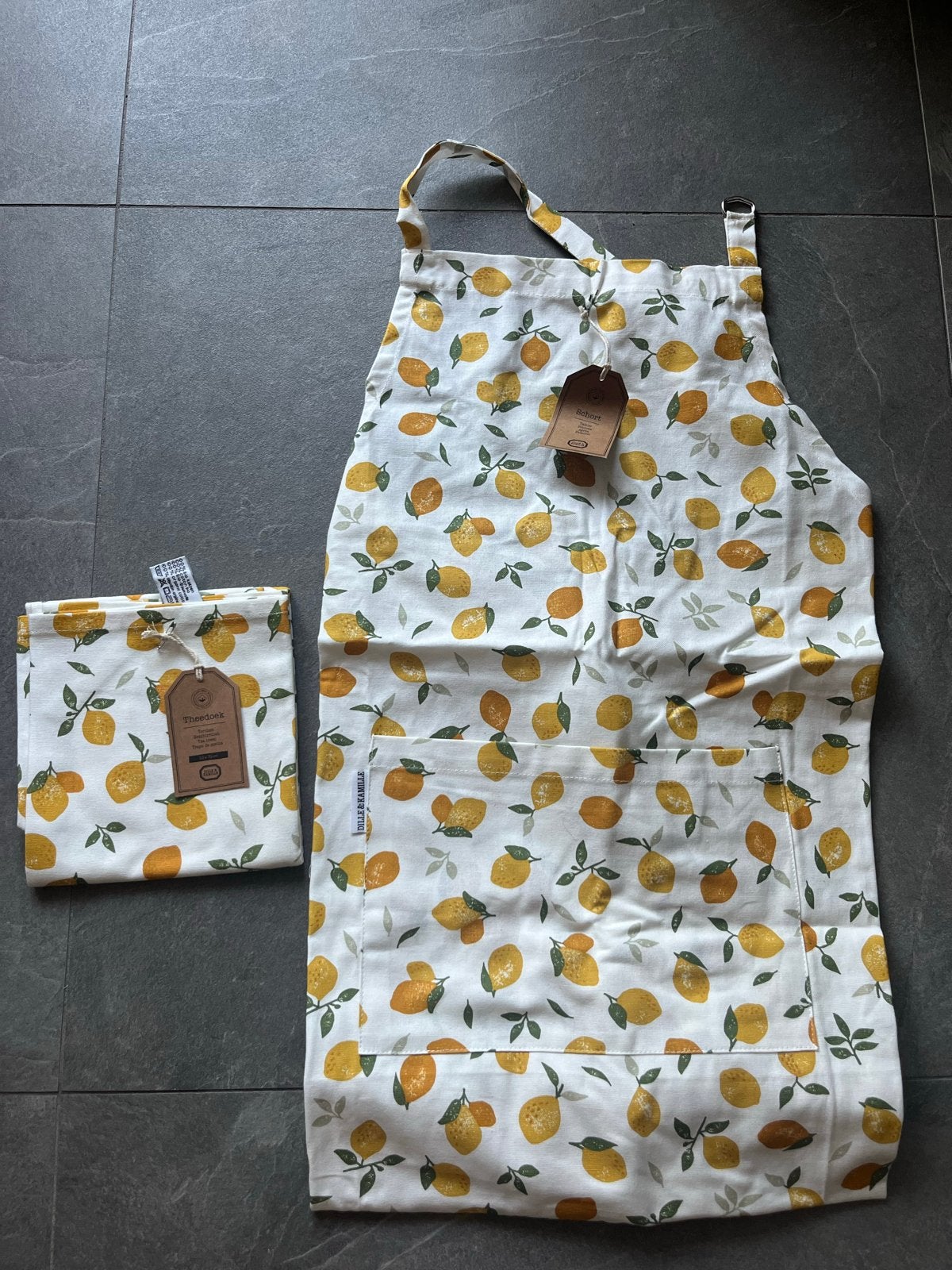 Nieuw Dille & Kamille Schort en theedoek met Citroenprint, Overige typen, Nieuw, Ophalen of Verzenden, Natuurlijk materiaal