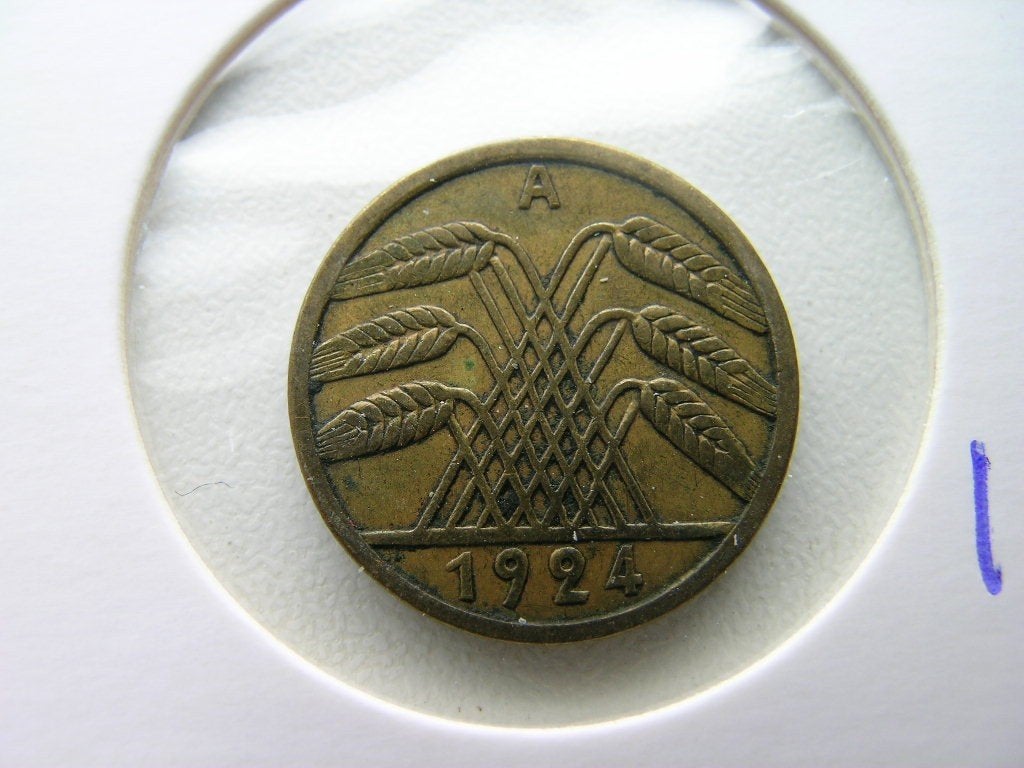 5 Reichspfennig 1924 A Duitsland (nr 1), Ophalen of Verzenden, Duitsland, Losse munt