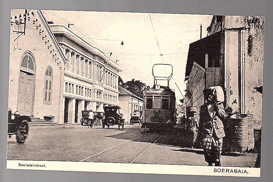 TRAM Ned Indië  1910 Societeitstraat Soerabaja  (19-49), Ophalen of Verzenden, Voor 1920, Buiten Europa