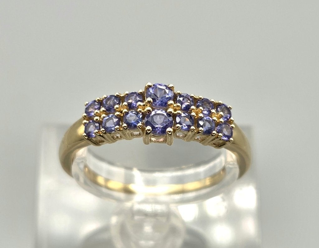 Vintage gouden  ring met edelsteen tanzaniet. 2026/357, Paars, Nieuw, Ophalen of Verzenden, .