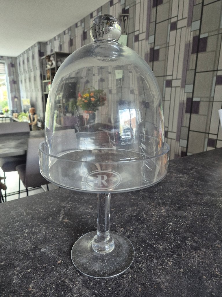 Grote riverdale stolp op glazen poot, Ophalen, Met deksel, Glas, 24 cm
